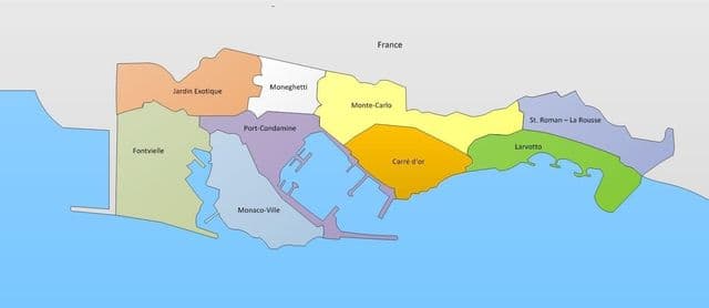 Monaco neighborhoods map