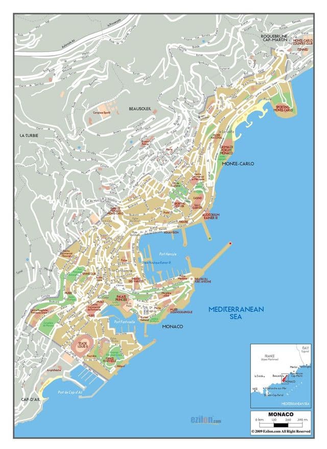 Monaco roads map